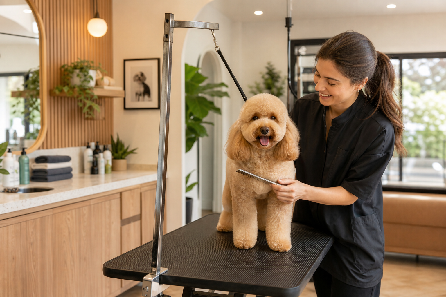 A professional grooming salon using Qinlishi as service backing